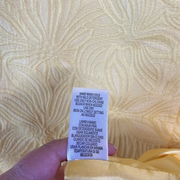 SD COLLECTION Floral Appliqué Yellow Dress Bateau Neck Brocade Tailored Fit 12 - Picture 11 of 13